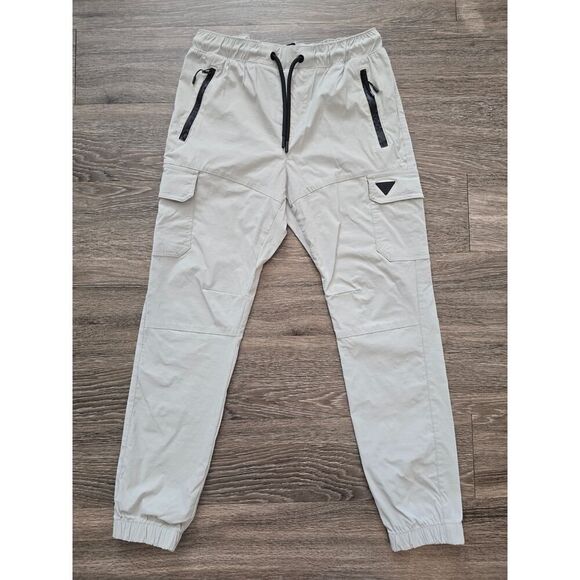 Benjamin Black Jogger Pants Beige Techwear Cargo Style Nylon Blend Sz S Y2K - Picture 2 of 9